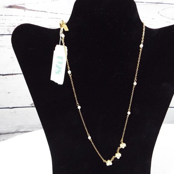 1928 Gold Tone with Faux Pearl Accents 16" Necklace - New with Tags - Picture 6 of 8